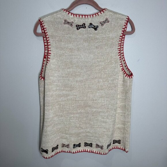 Orvis Puppy And Bones Cotton Knit Vest Size Medium Dog Bones Embroidered - Picture 10 of 10